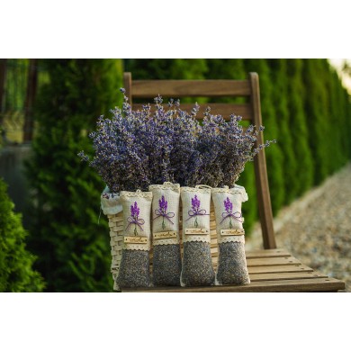 Handmade embroidered lavender mini bag